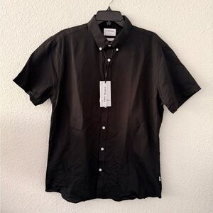 Lindbergh White Slim Fit Black Short Sleeve Men's Shirt,New with defect.
